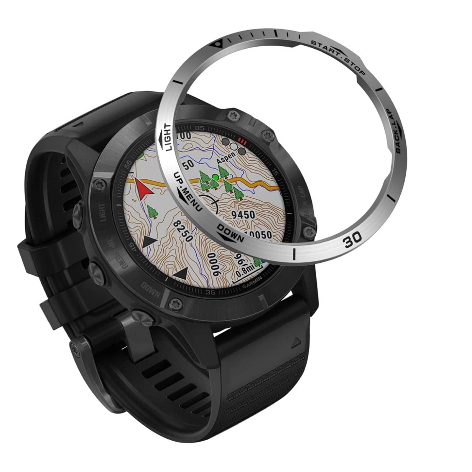 Lunette bague Garmin Fenix 6X montre acier pour le sport outdoor et les réunions