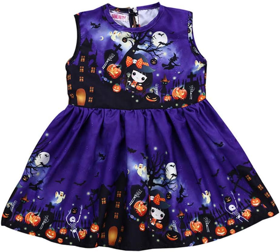 Girls Dresses, SHOBDW Toddler Kids Baby Girls Fashion Halloween Pumpkin Cartoon Princess Outfits Clothes Dress