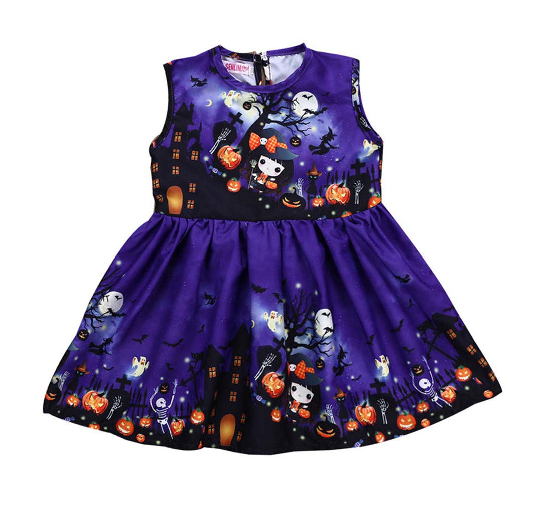 Girls Dresses, SHOBDW Toddler Kids Baby Girls Fashion Halloween Pumpkin Cartoon Princess Outfits Clothes Dress