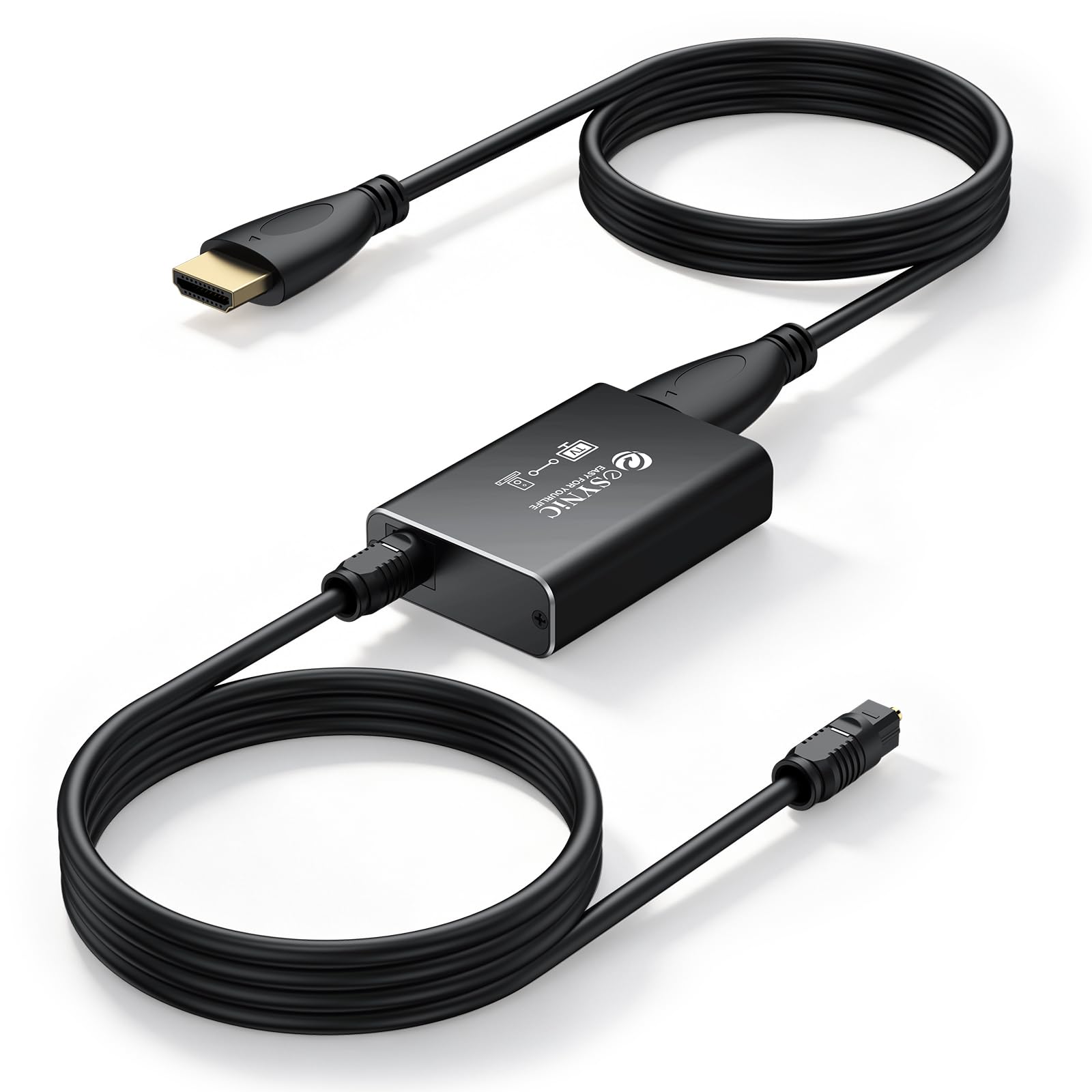 eSynic 192KHz Convertitore Audio da eARC/ARC HDMI a Ottico per HDTV a Soundbar Cuffie Wireless Home Theater, eARC ARC Audio Extractor Professionale, Cavi HDMI e Ottico Inclusi, Supporta 5.1ch e 2.0ch
