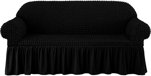 Funda elástica para sofá Seersucker de Spandex con falda, protector de muebles para niños, perros, gatos, mascotas, sofás, fundas de sofá de estilo Funda elástica para sofá Seersucker de Spandex con falda, protector de muebles para niños, perros, gatos, mascotas, sofás, fundas de sofá de estilo