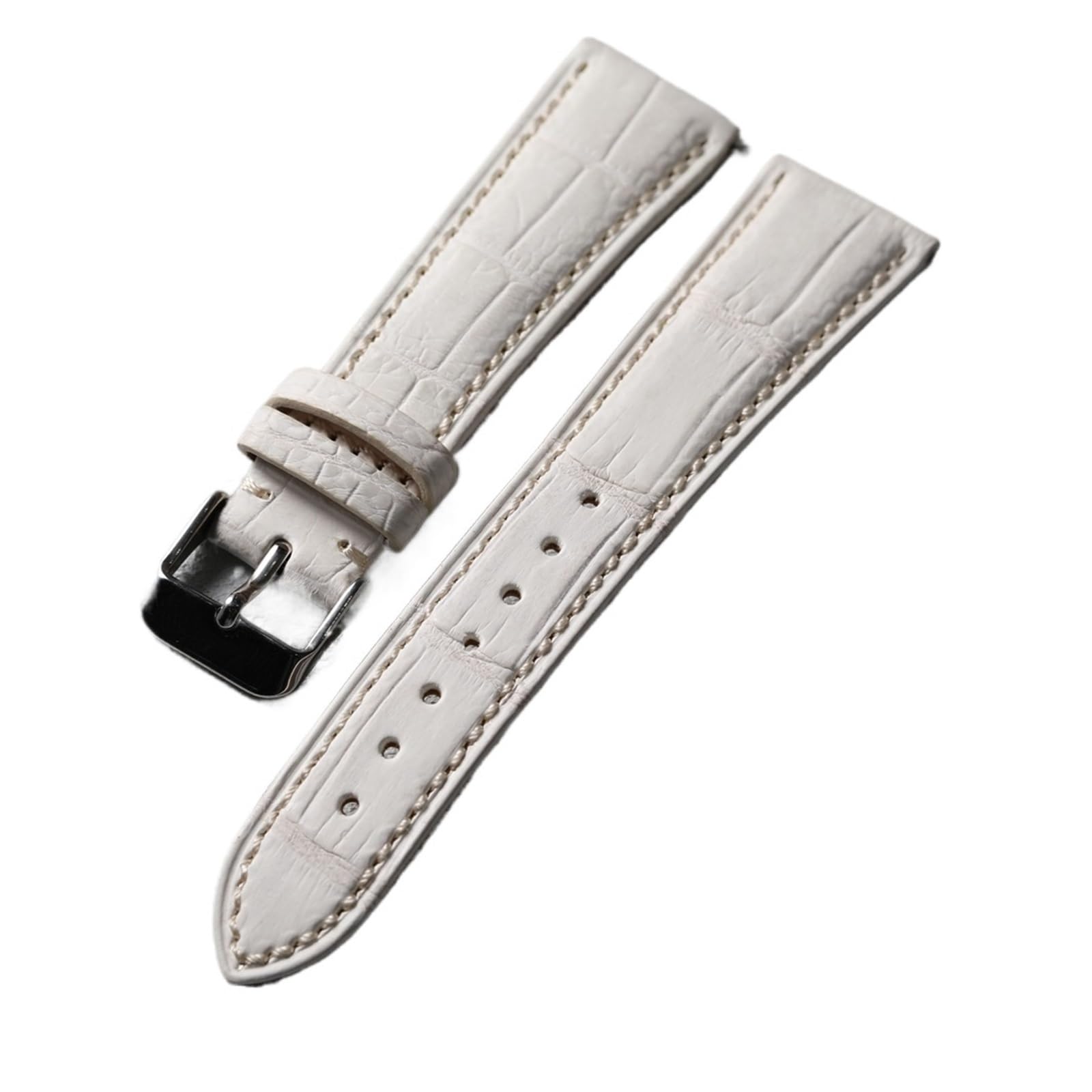 Generico Cinturino in pelle bianca fatto a mano 20MM*16MM grigio cinturino da orologio uomo a sgancio rapido