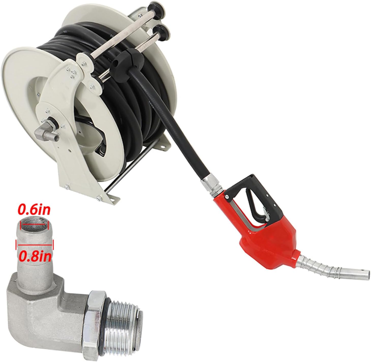 Fuel Hose Reel Expandable 3/4 x 50 FT Diesel Hose Reel Automatic Fueling Gun with Fueling Nozzle