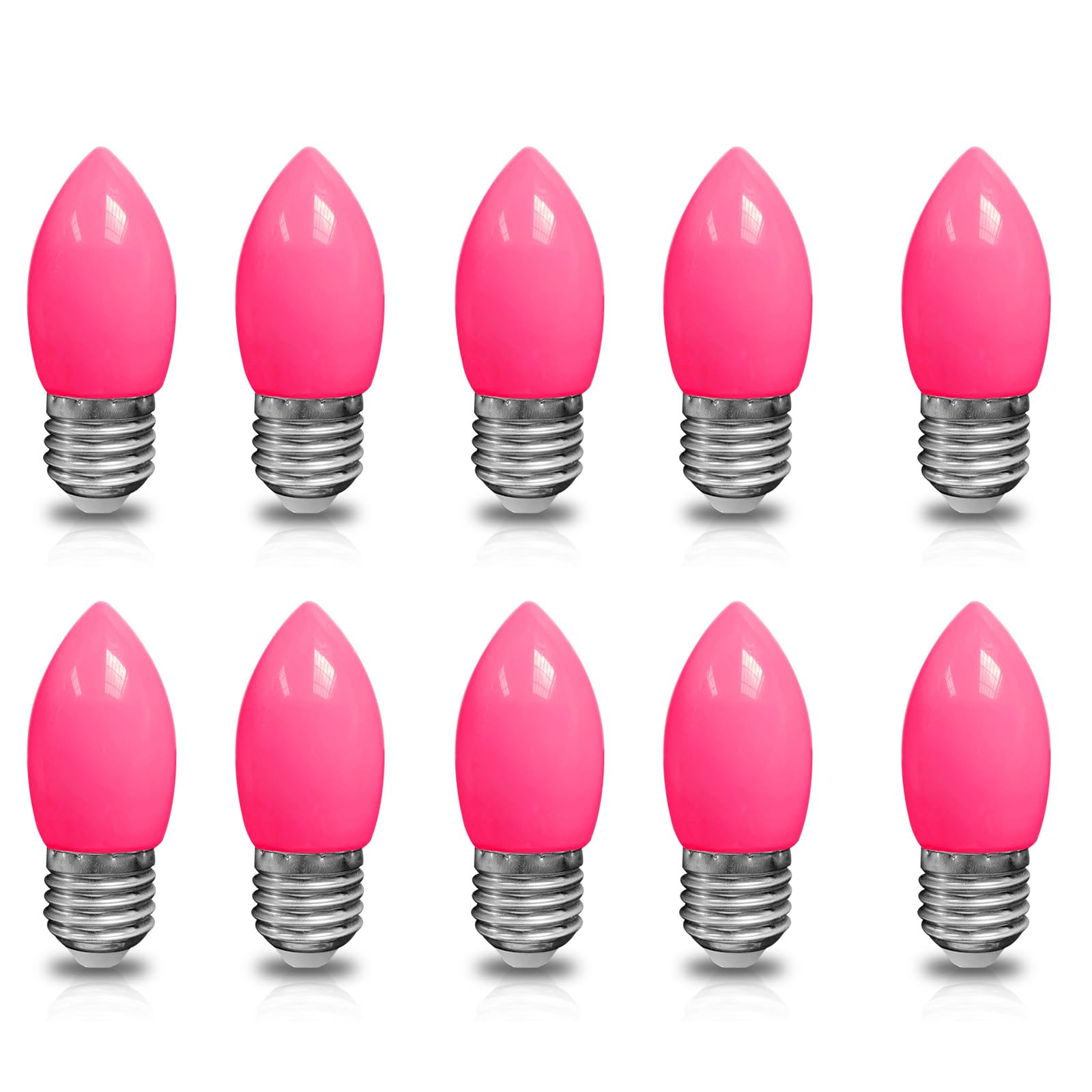HUAMu E27 Coloured Light Bulbs 2W, Equivalent to 20W incandecent, SES Large Screw Light Bulb,Pink for Fairy Lights,Party,Christmas Decoration,Pack of 10
