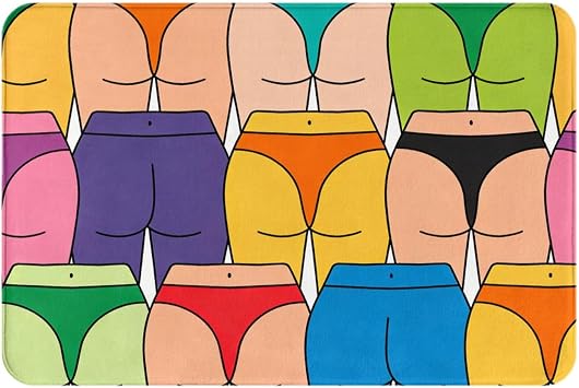 Memory Foam Bath Mat, Anti Slip Water Absorbent Tub Shower Rugs Naked Ass Sexy Butt Bikini Party, Cozy Bath Door Carpet Decor for Living Room, Bathtub, 15.7x23.6 Inches