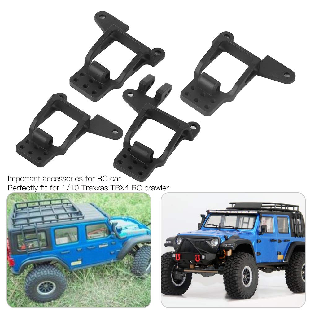 Support de choc RC en alliage d'aluminium, amortisseurs avant et arrière réglables, supports de tours d'amortisseurs pour voiture Traxxas TRX4 RC 1/10, 4 pièces, noir ou argent (Noire)