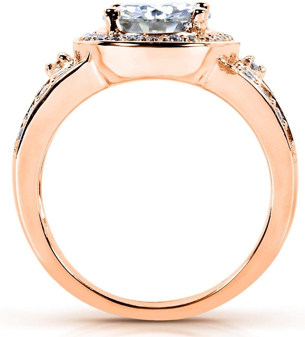 Kobelli Moissanite Halo Low-set Center Bridal Set 2 Carats TW in 14k Rose Gold
