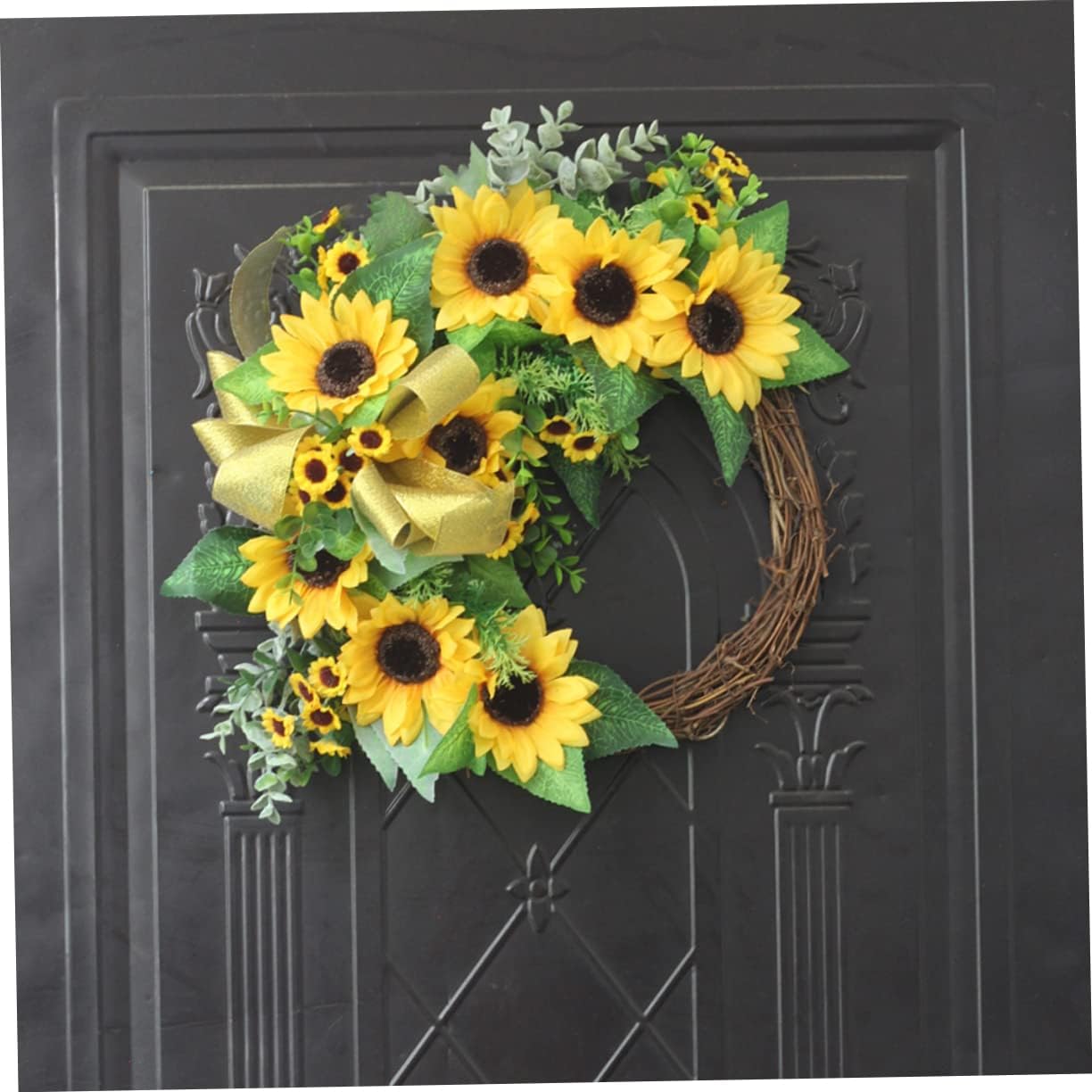 Sunflower Wreath for Front Door Handmade Artificial Garland Decor for Home Bedroom and Bathroom Yellow Floral Decoration for All Seasons