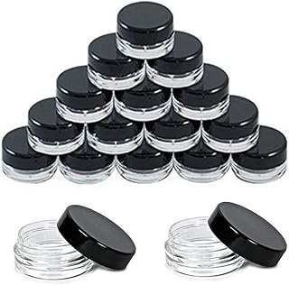 5 Gram Jar, 5 ML Jar, 50 pcs Refillable Black Plastic Screw Cap Lid with Clear Base Empty Plastic Container Jars Cosmetic Sample Empty Container for Make Up Nail Powder Eye Shadow
