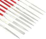 Mesee 10pcs Diamond Needle File Set Tool 3 x 140mm Hardened Alloy Strength Steel Mini Files for Metal, Jewelry, Wood, Plastic Includes Round Triangular Square Flat Shape