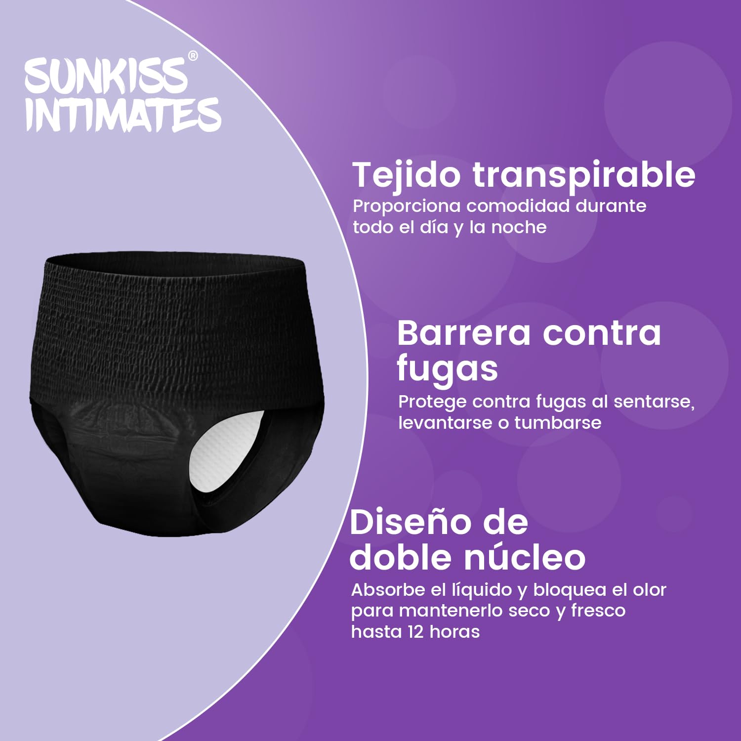 Bragas Menstruales Desechables para Mujer con Flujo Abundante, Braguitas Postparto Mujer a Prueba de Fugas, Negro, Talla L, 10 Unidades