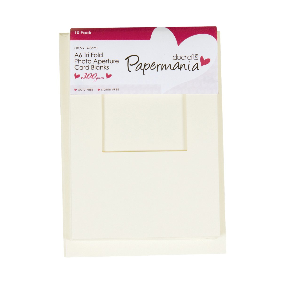 Papermania A6 300 gsm Tri Fold Window Photo Aperture Cards and Envelopes, Cream by Papermania