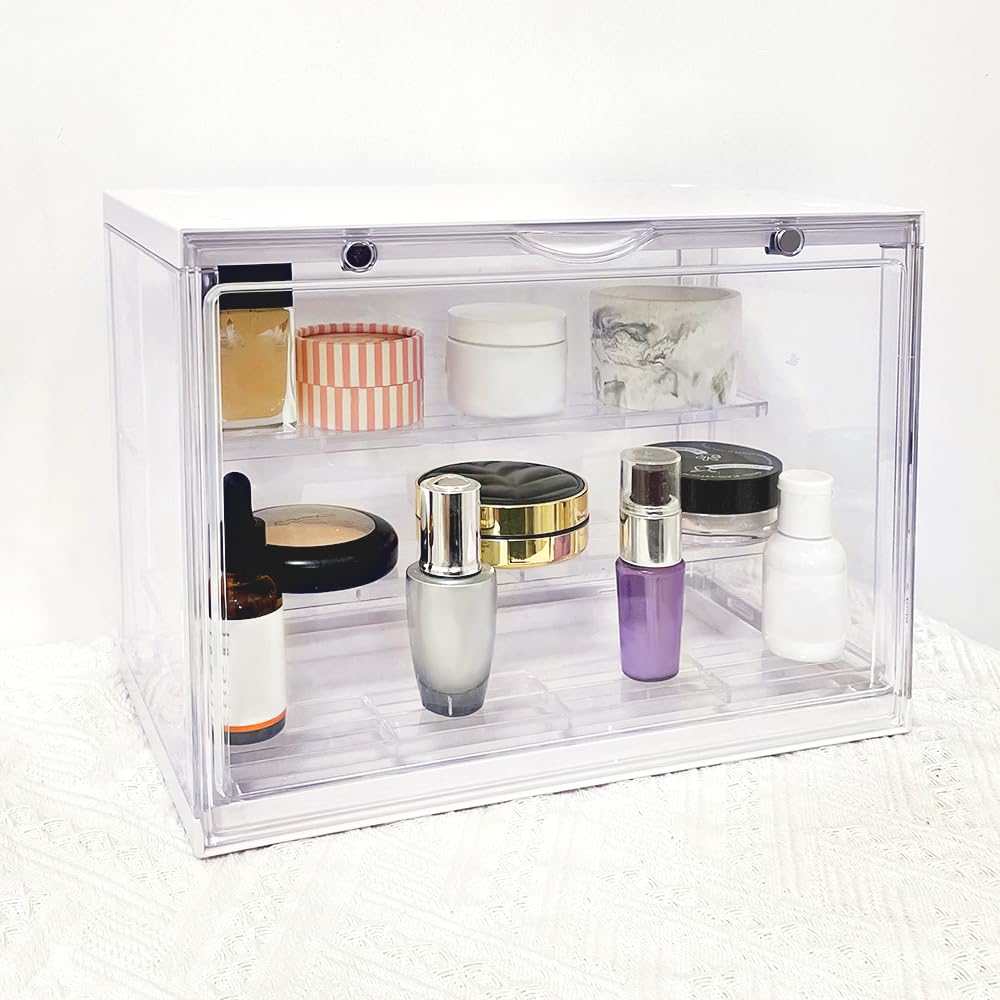 seewavom Acrylic Display Stand Case Blind Box Transparent Dustproof Assemble Storage Showcase with Shelf Collectibles Storage Assemble Showcase