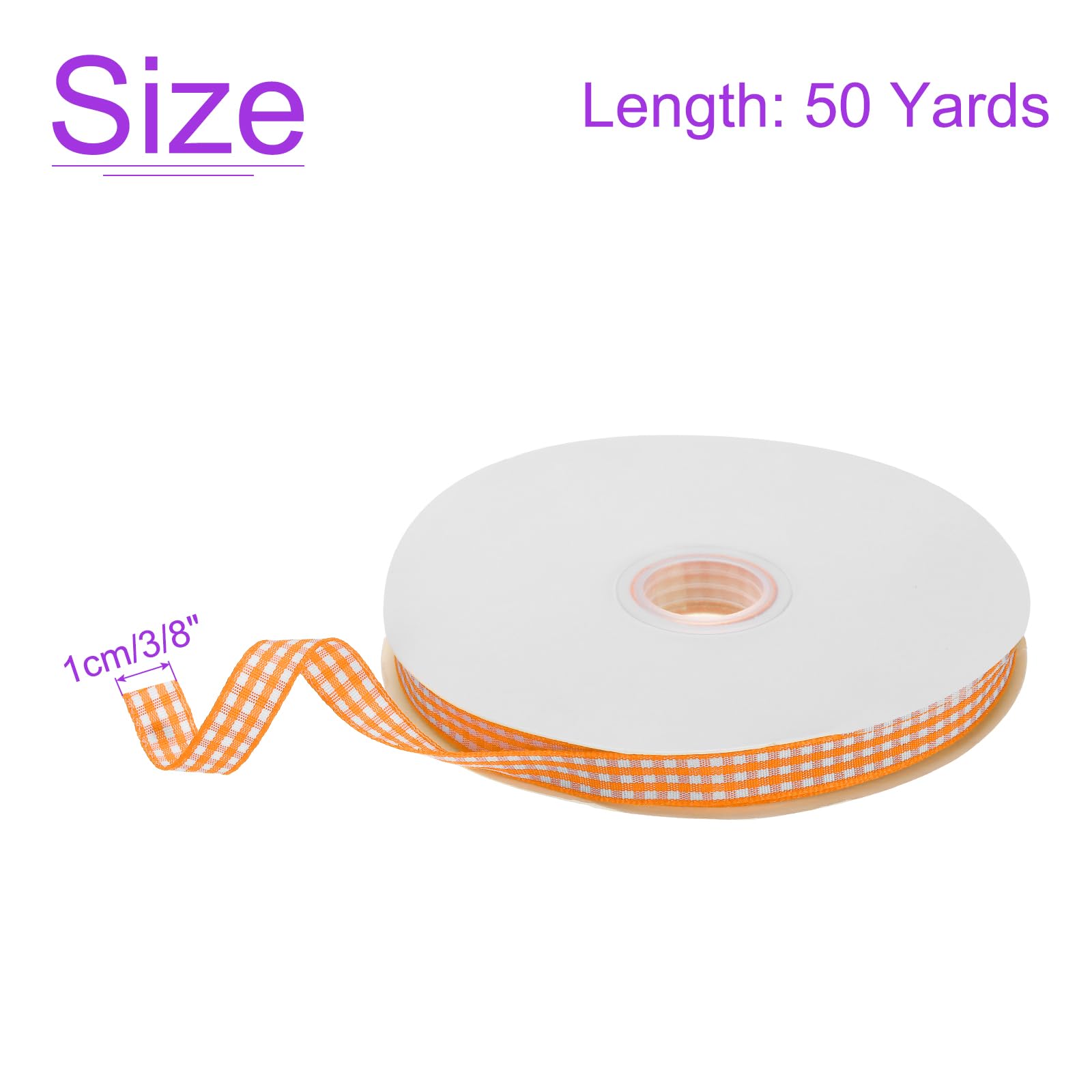 DMiotech 3/8 Inch 50 Yards Gingham Ribbon, Checkered Ribbon Plaid Ribbon for Gift Wrapping Decoration Art Craft DIY Orange Yellow - Image 3