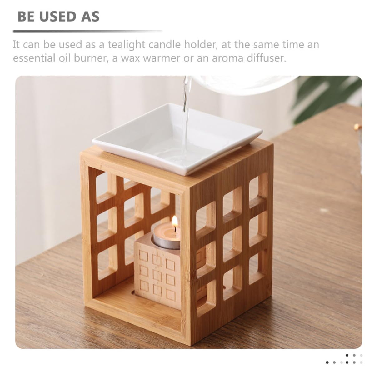 Quemador de Aroma de Cerámica y Madera para Aceite Perfumado, Difusor de Aromas Esencial Capacidad de 150ml, Obsequio Día del Padre para Sala y Yoga