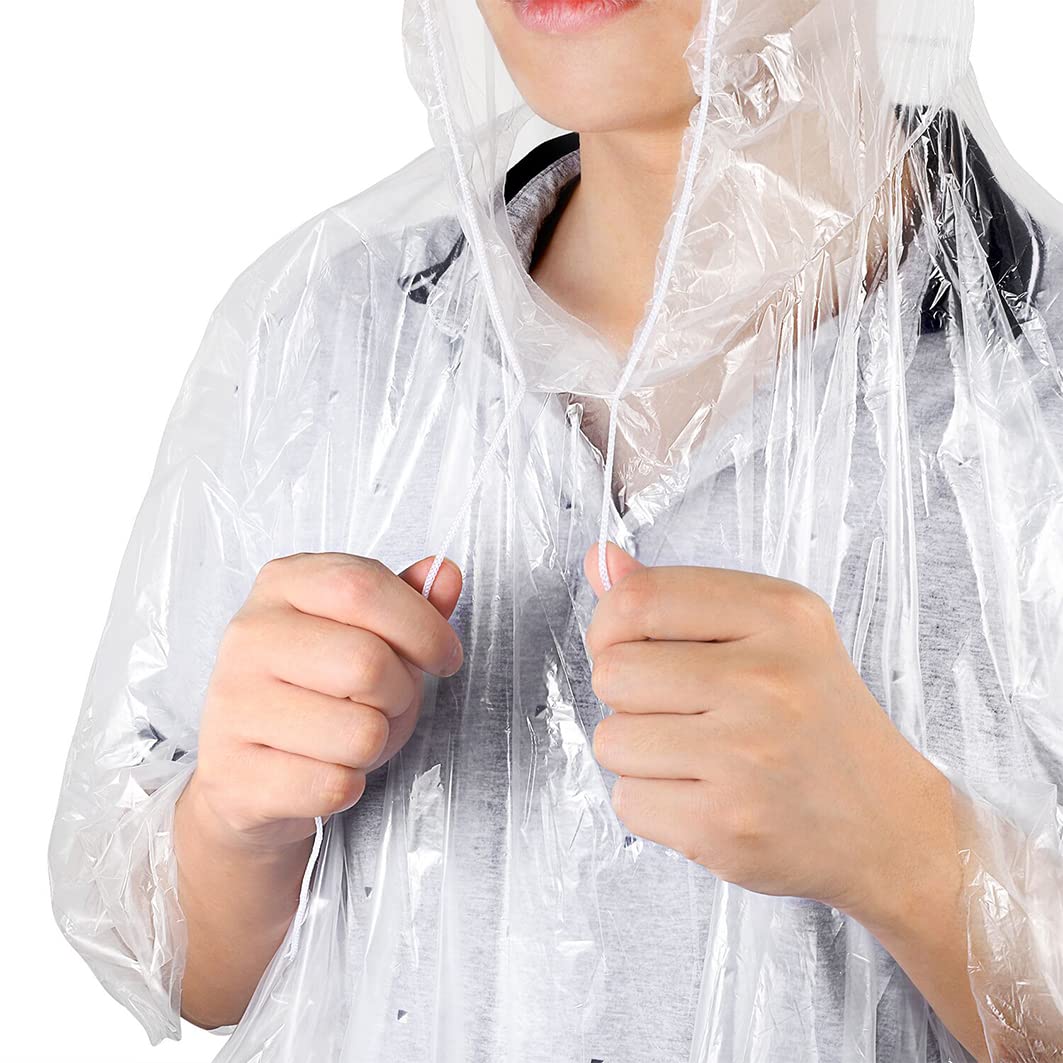 Okydoky Regenponcho mit Kapuze Kordelzug und Dickeres Material, 100 Pack Mehrfarbig, Wasserdicht Einweg Regenjacken für Festivals, Konzert, Wandern, Radfahren, Camping, Outdoor, Unisex (Color,100pcs)
