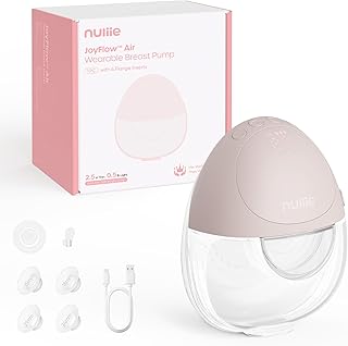 Nuliie JoyFlow Air Milchpumpe Elektrisch tragbare, Ultradünn & Leicht, Elektrische milchpumpe freihändig, 3 Modi & 12 Stufen, 27 mm Flansch mit 15/18/21/24 mm Einsätzen (1 Pack, HellRosa)