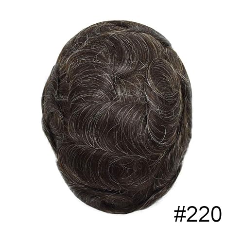 Miniatura 2 de Tupé de cabello humano para hombres, sistemas de reemplazo de cabello de piel completa, extensiones de pelo de piel fina para hombres 0.001-0.002 in