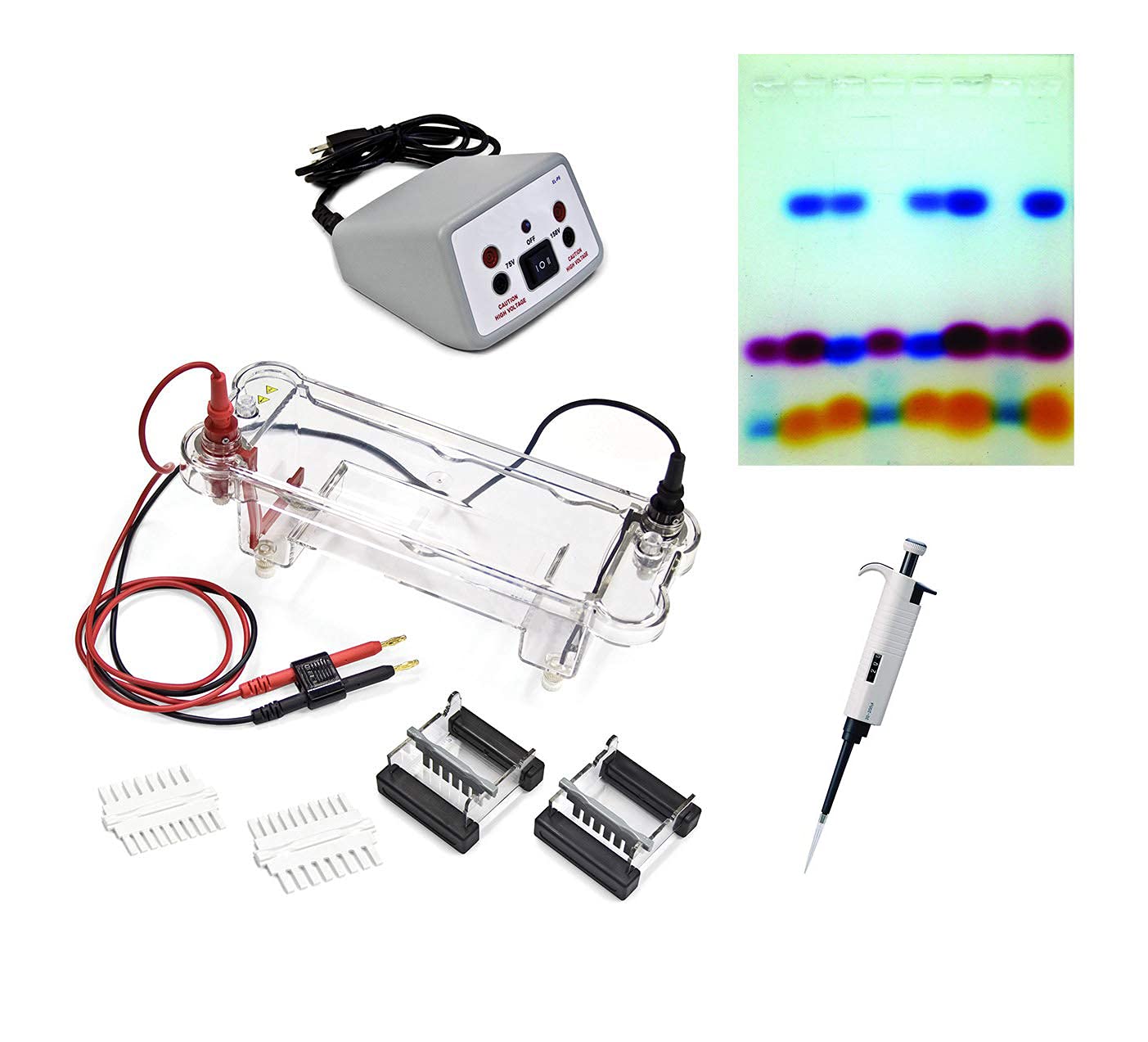 Jackson Global JLE002-K4 Demonstration Kit | Electrophoresis Apparatus Power Supply |Adjustable Volume Pipette | Experiment Kit | Perfect for Classroom Demonstration
