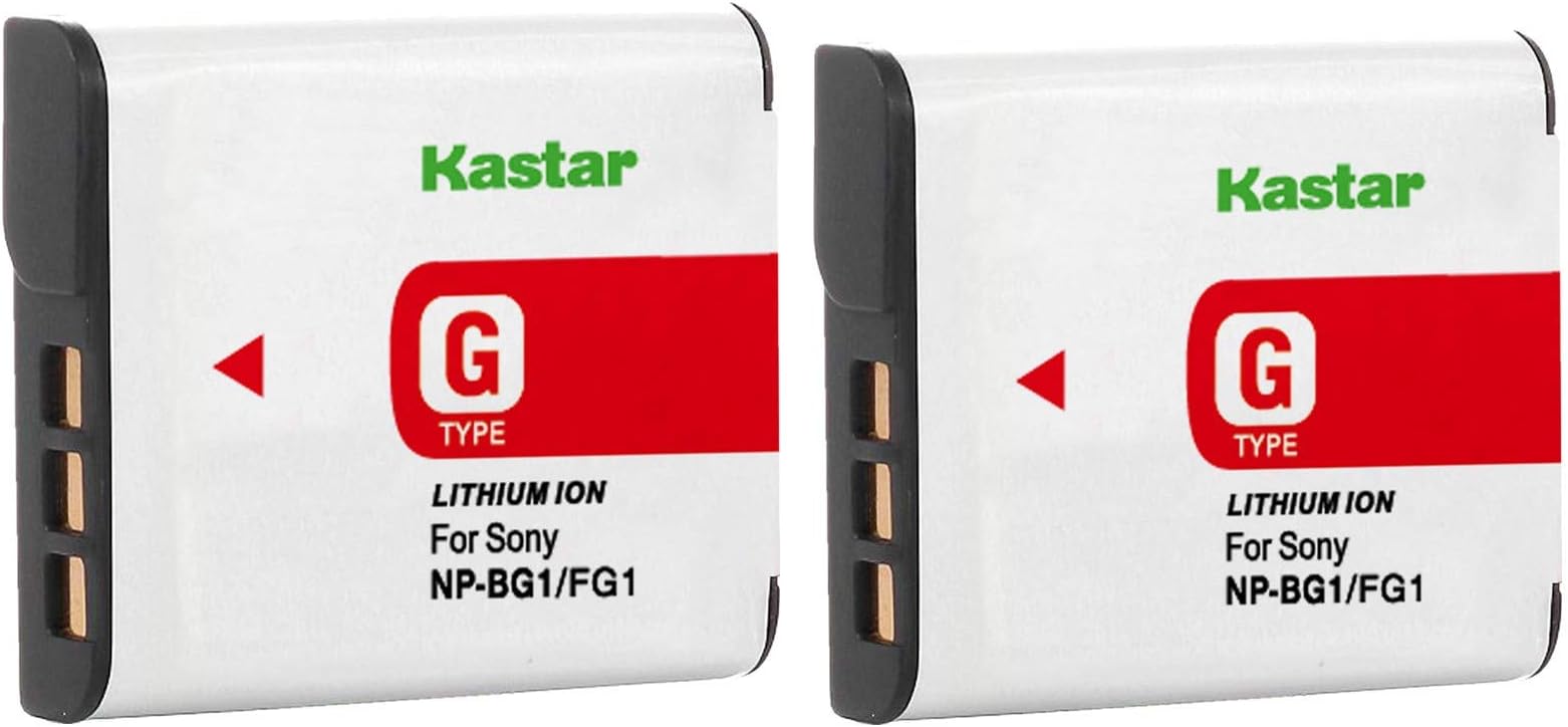 Kastar Battery (2-Pack) for Sony NP-BG1, NP-FG1, NP-FG1, BC-CSG, BC-CSGE work with Sony Cyber-shot DSC-H3 DSC-H7 DSC-H9 DSC-H10 DSC-H20 DSC-H50 DSC-H55 DSC-H70 DSC-H90 DSC-HX5V DSC-HX7V DSC-HX9V DSC-HX10V DSC-HX20V DSC-HX30V DSC-N1 DSC-N2 DSC-T20 DSC-T100 DSC-W30 DSC-W35 DSC-W50 DSC-W55 DSC-W70 DSC-W80 DSC-W90 DSC-W100 DSC-W120 DSC-W130 DSC-W150 DSC-W170 DSC-W200 DSC-W210 DSC-W215 DSC-W220 DSC-W230 DSC-W270 DSC-W290 DSC-W300 DSC-WX1 DSC-WX10 Handycam HDR-GW77V