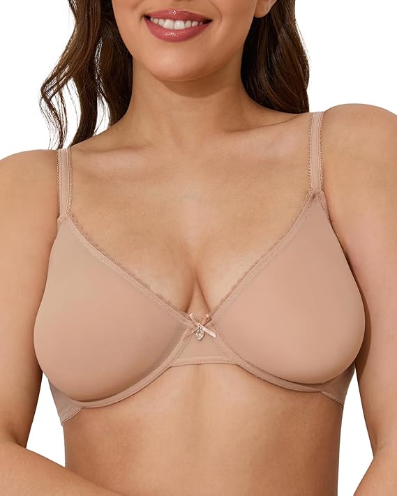 Sexy Sheer Bra Mesh See Through Unlined Thin Lace Underwire Support Demi Plunge Bras 34B-44DDD