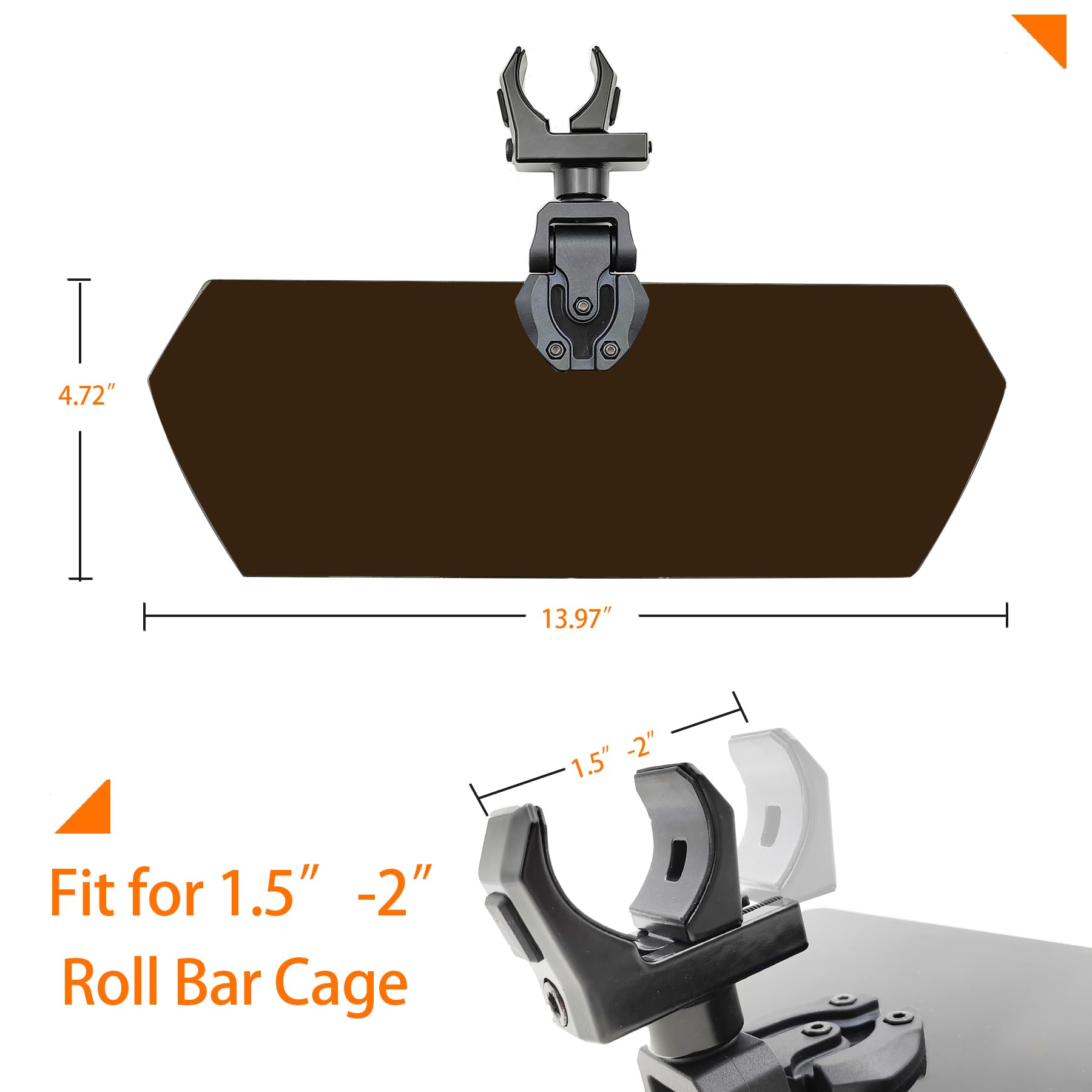 UTV Sun Visor, 1.5”-2” Roll Bar Cage Work with Windshield Fit for UTV Polaris RZR Ranger Can Am Kawasaki