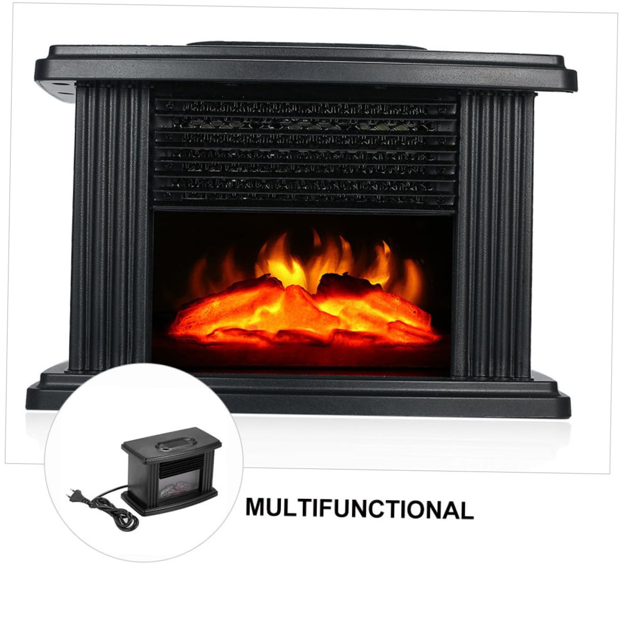 Stufa Elettrica con Effetto Fiamma Simulata Termoventilatore da Fiamma per Riscaldamento Silenzioso e Pulito Adatto per Appartamenti e Camper