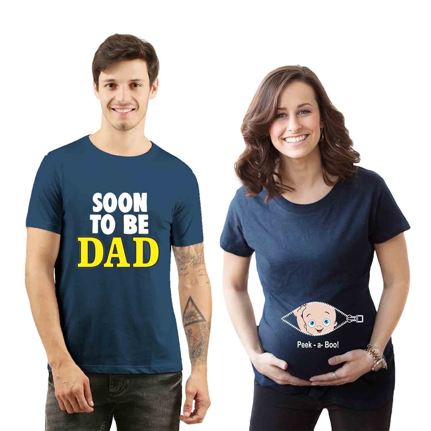 bouncy toonz Maternity Tshirts Couple Dress Cotton Half Sleeve Pregnancy Announcement Mom to be Maternity Couple Tshirt for Photoshoot Pack of 2(cus-mat-dadamama)-picture-17