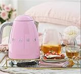 Smeg, Bouilloire à Température Variable KLF04PKEU 1,7 L, Plusieurs Température, Filtre Anticalcaire Lavable, Arrêt Automatique de Sécurité, Indicateur de Niveau d'Eau, Range Câble, 2400W, Rose - 3