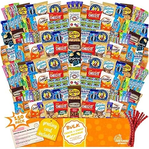 Halloween Snacks Variety Pack for Adults, Kids & Teens (150 Count) - Bulk Snack Box Variety Pack with Chips, Cookies & Bars, Halloween Care Package for College Students, Office, Birthdays & Travel