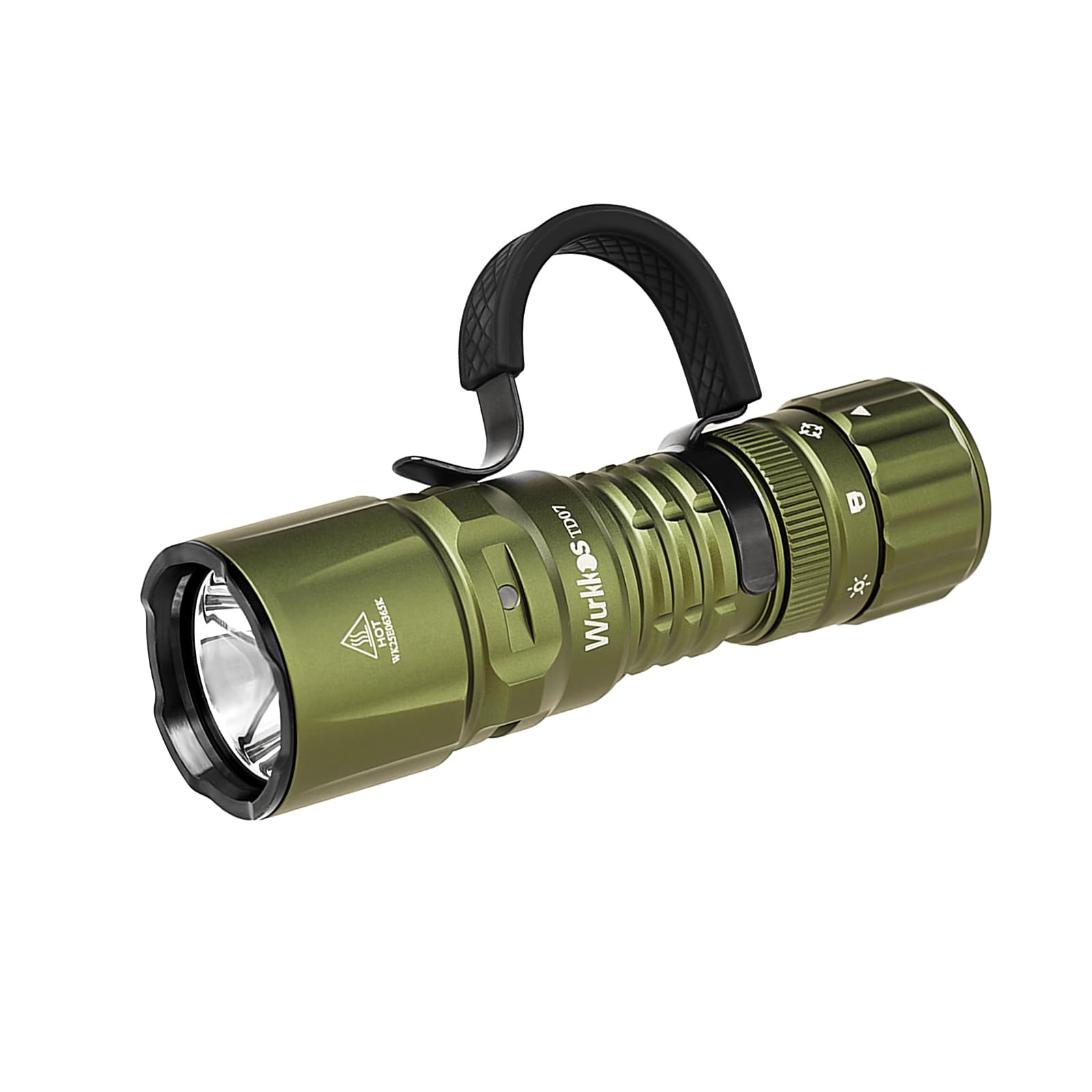 Wurkkos TD07 Tactical Torch, LED Torches Extremely Bright, 1300 Lumen LED Flashlight Rechargeable, Turbo/Strobe Momentary Light, IP68 Waterproof Flash Light for Emergency Camping (Green)