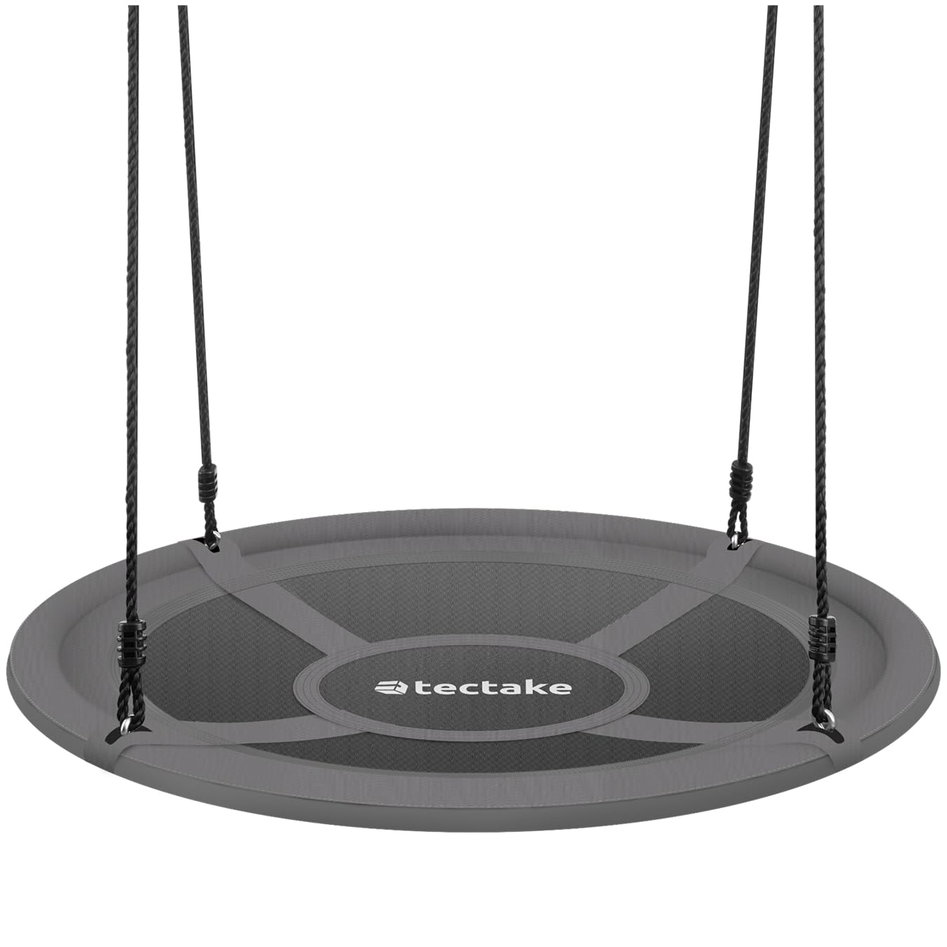 tectake® Large Nest Swing with Water-Repellent Textilene Cover, Height-Adjustable Ropes, 120kg Capacity, Padded Edge & Easy Maintenance - Round Garden Swing for Indoor & Outdoor Use - 120x120x180cm