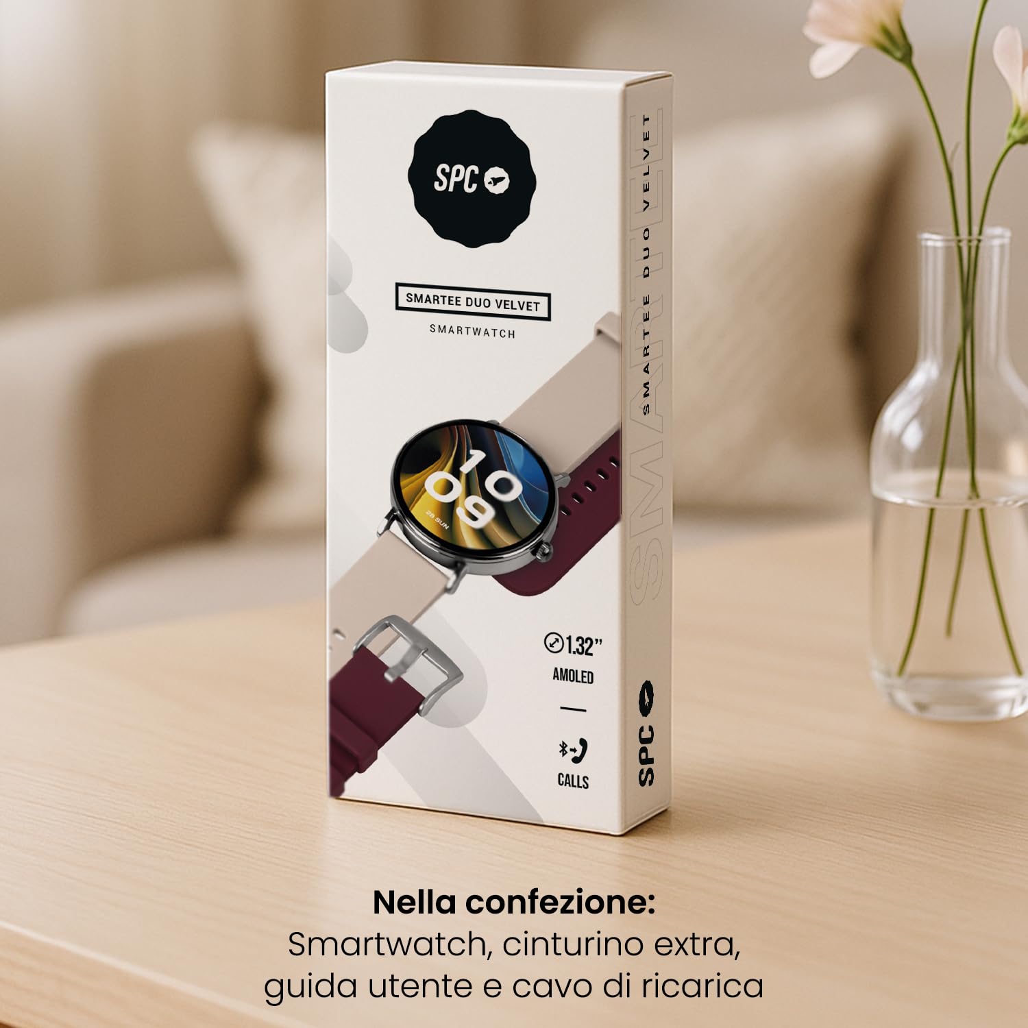 SPC SMARTEE DUO VELVET - Smartwatch AMOLED 1,32" | 2 cinturini, chiamate connettività Bluetooth, ricarica wireless, batteria 7 giorni, 100 sport, applicazione SPC SMART YOU