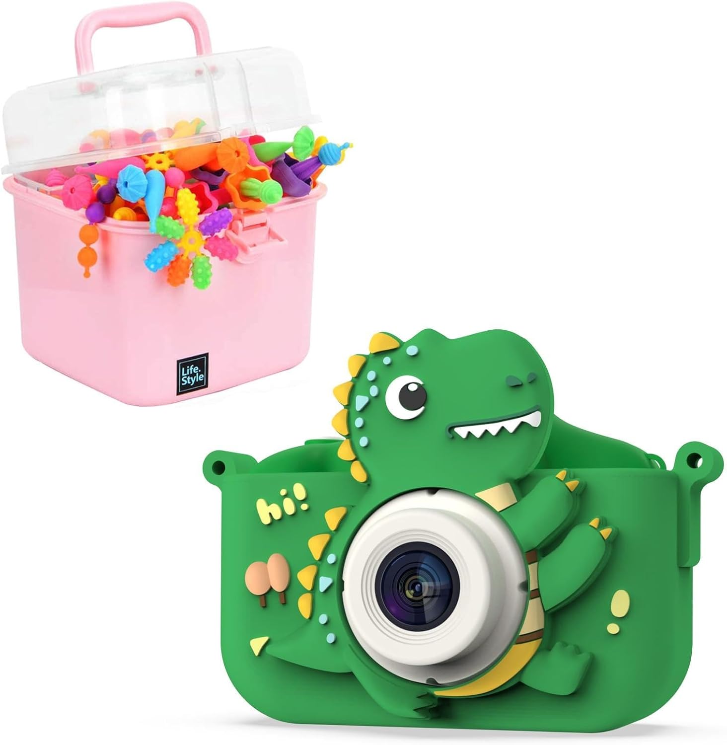 NIDOOT Pop Beads for Girl + Kids Camera for Boys, Toy for 3 4 5 6 7 Year Old Girl & Boys Gifts, HD Selfie Toddler Camera and Jewelry Making Kit for Girls 4-6