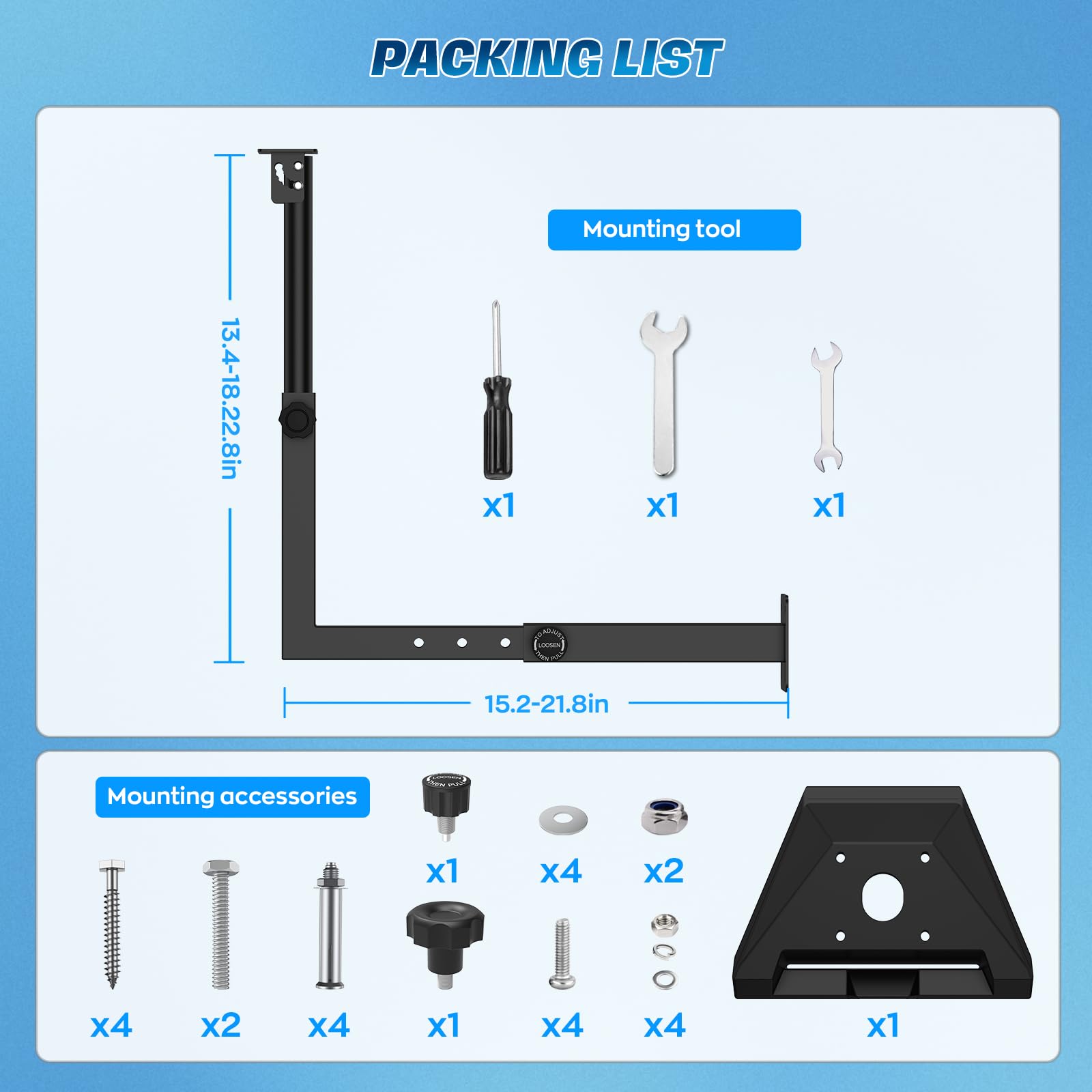 IMAYCC Starlink Support réglable à 360° pour standard Gen3/4X/4/V3 | Starlink Support mural long rétractable avec adaptateur de tuyau, antirouille pour Starlink V4/V3 standard Kit de support