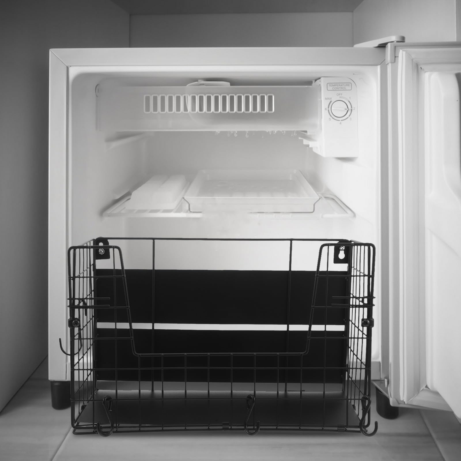 ULTECHNOVO Étagère Magnétique pour Réfrigérateur, Rangement Frigo Magnétique, Noir, Acier au Carbone, pour Oignons et Légumes, Usage Domestique, Facile à Nettoyer