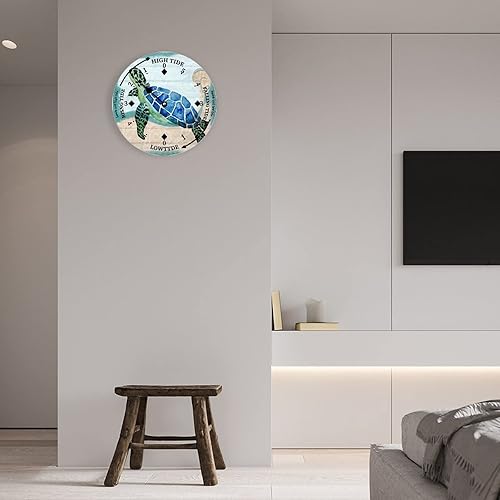 Miniatura 5 de Reloj de marea de madera, tortuga marina, vida marea, reloj de marea, decoración de playa, hora del océano, reloj costero, marea alta y baja, reloj