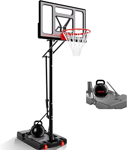 Canasta de baloncesto portátil para exteriores Protable con tablero de impacto de 44/48 pulgadas, sistema de canasta de baloncesto con altura