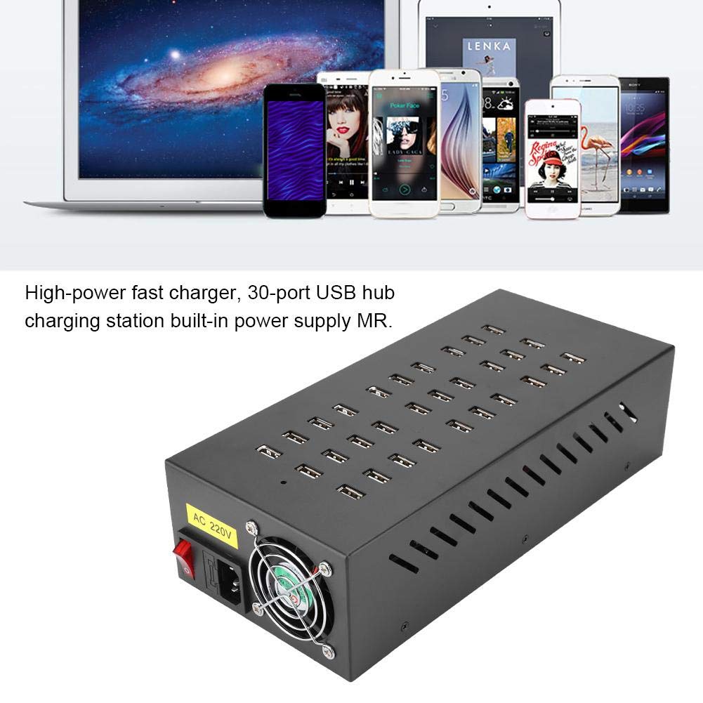 Stazione di Ricarica Hub USB, 30 Porte USB 3.0 Hub con Interruttore per la Ricarica Rapida Prestazioni, USB Hub 3.0 Alimentato per Telefoni Cellulari/Tablet
