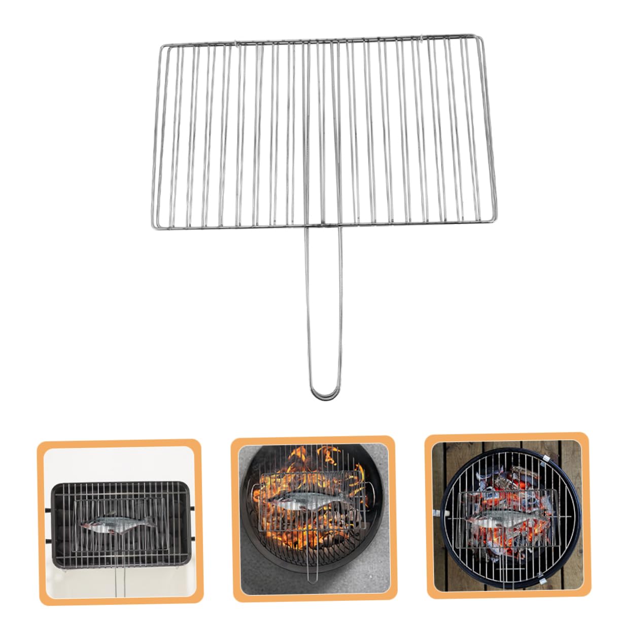 YARNOW Rete per Arrostire in Metallo Resistente con Cestello per Cuocere Pesce e Verdure, Rete da Cottura Robusta per Barbecue All’aperto e Grigliata di Pesce