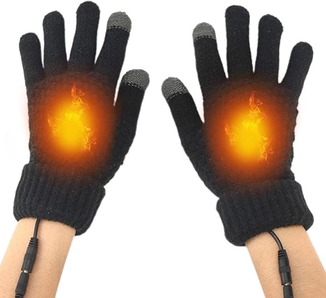 USB Heated Gloves, Winter Warm Heated Gloves, Winter Touchscreen Gloves Hand Warmers Gloves for Men Women, Washable Knitting Gloves for Indoor Outdoor