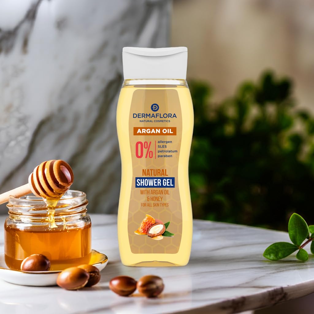 Dermaflora Argan Oil & Honey Shower Gel 250ml - Nourishing Body Wash with Vitamin E, Gentle for Sensitive Skin Paraben-Free - Image 3