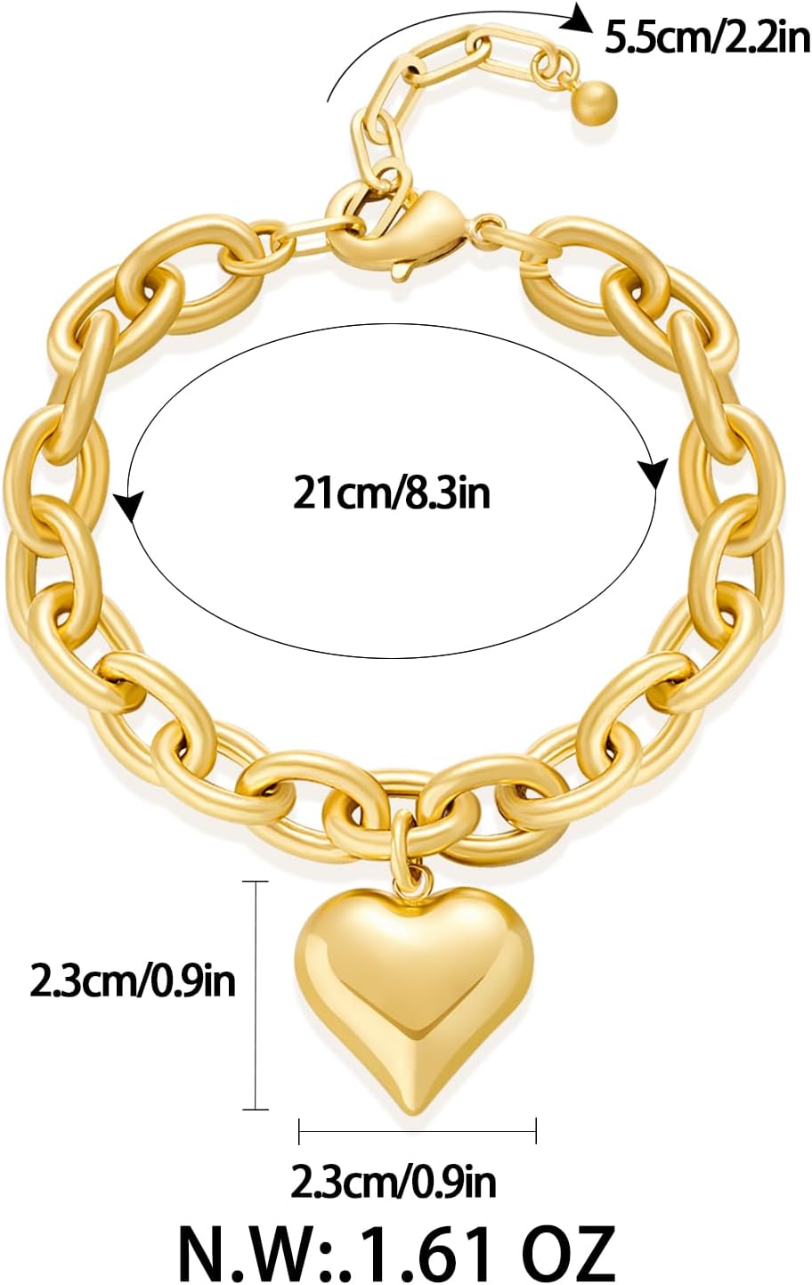 Pearl Bracelets For Women Gold Plated Chain Link Bracelets Bow Heart Charm Bracelets - Image 4