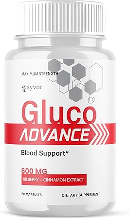 Gluco Advance Capsules, Official Gluco Advance Supplement Pills with All Natural Ingredients, Advanced Formula Supplement with Maximum Strength Premium Vitamins for Women & Men (60 Capsules)