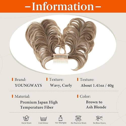 Miniatura 3 de youngways Peine de moño desordenado con clip lateral para mujer, corto, natural, lacio, versátil, ajustable, fácil de peinar, piezas de cabello