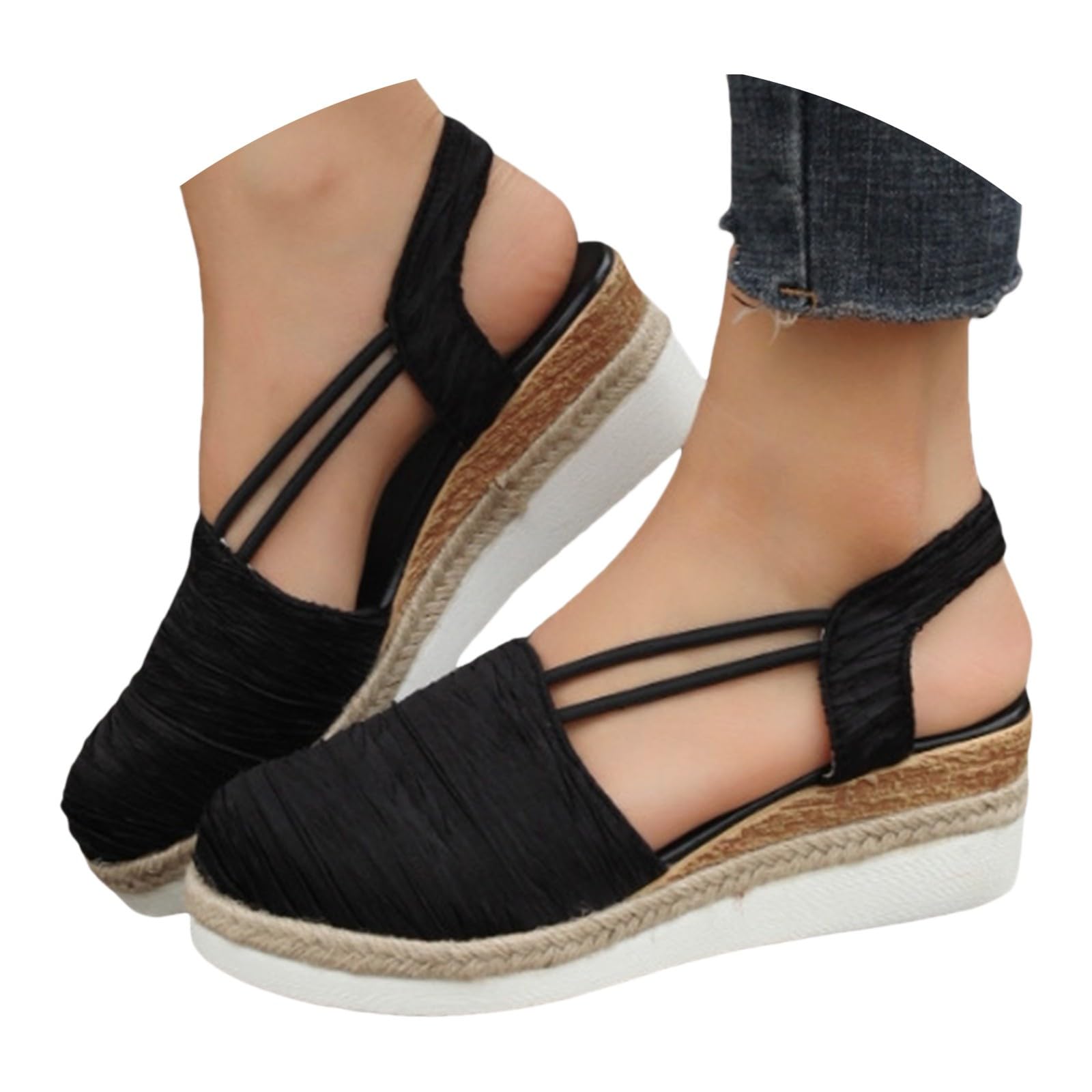 Cocila Espadrillas Donna Con Lacci Zeppa E Plateau Ortopedici Da Estate 2025 Sandali Punta Cinturino Alla Caviglia Casual Cinturini Spiaggia Comodi Espadrilles Scarpe Ortopediche Slip On Pianta
