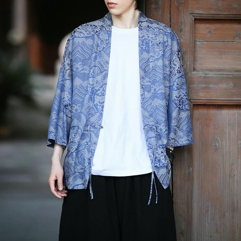 Camisa de seda de hielo para hombre con diseño de dragón y acabado de alta gama 3
