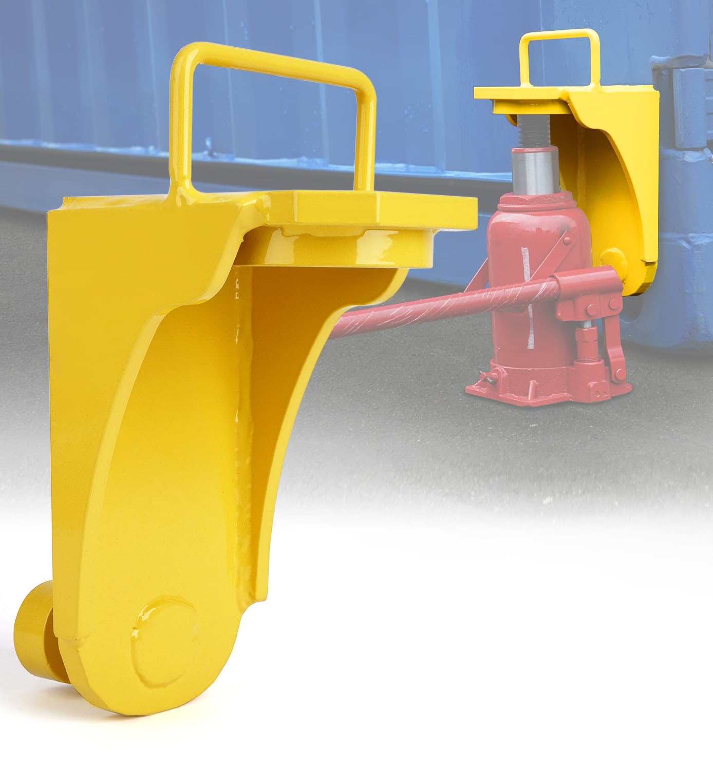 Heavy-Duty Shipping Container Jack Lug with U-Shaped Handle, Storage Container Leveler Booster, Yellow