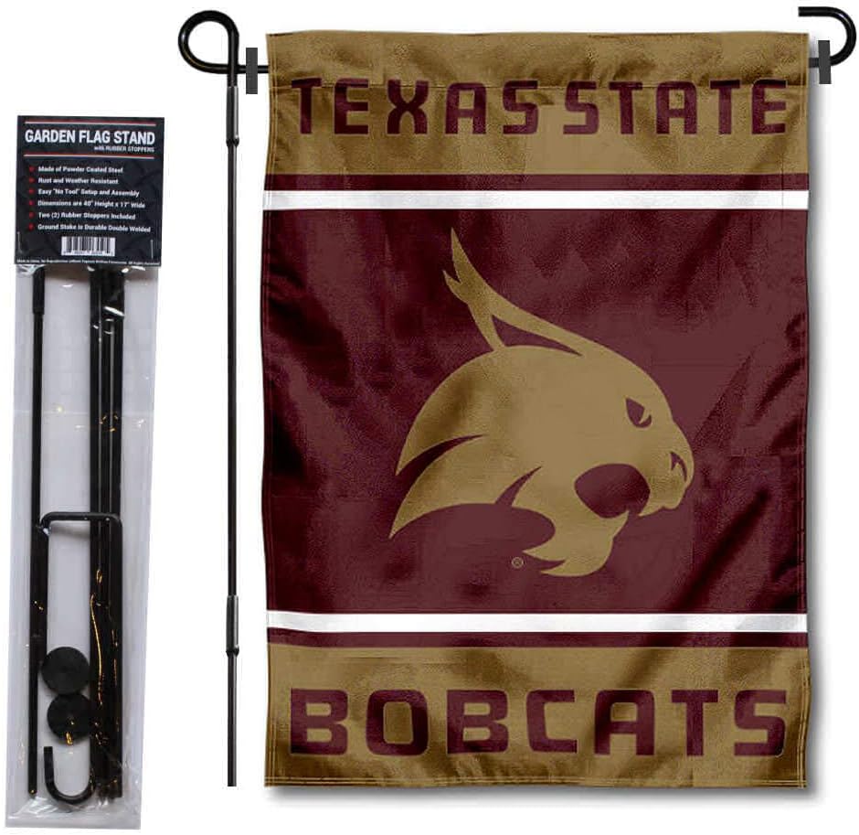 Texas State Bobcats Garden Flag with Stand Holder