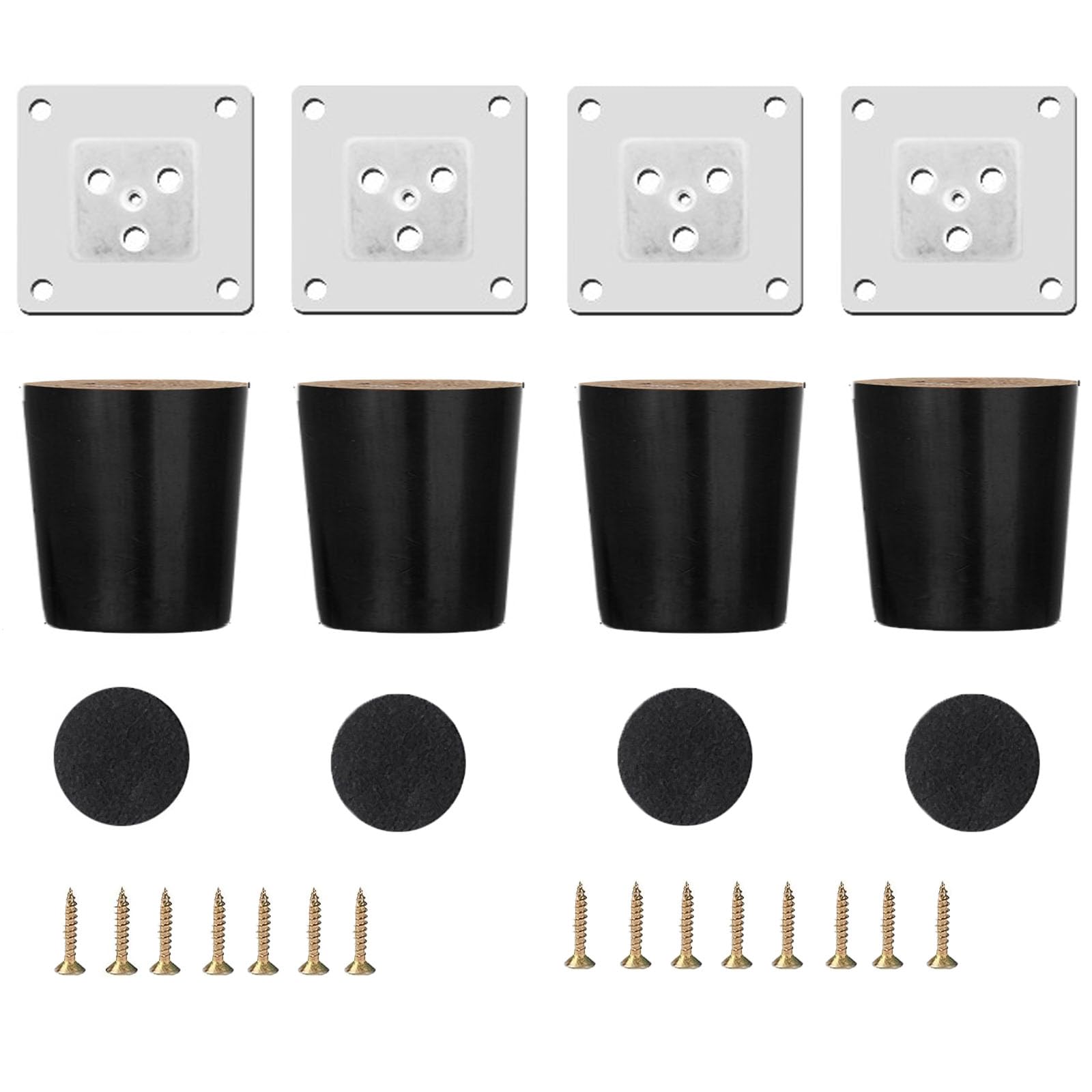 4 Pack Wooden Furniture Legs, Wood Sofa Legs, Black Wood Feet For Furniture